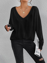 EZwear Solid V Neck Batwing Sleeve Tee